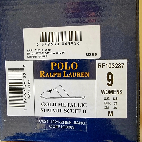 Polo Ralph Laurens Summit Scuff II Slippers in Gold Metallic w/ Cream - Picture 13 of 14